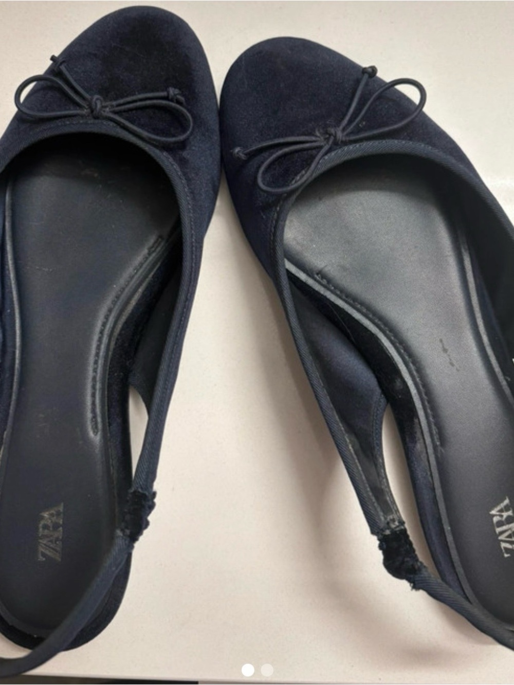 Zara Navy Bow Front Slingback Flats